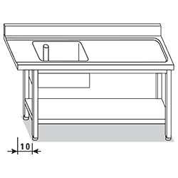 Tavolo prelavaggio L. cm 140